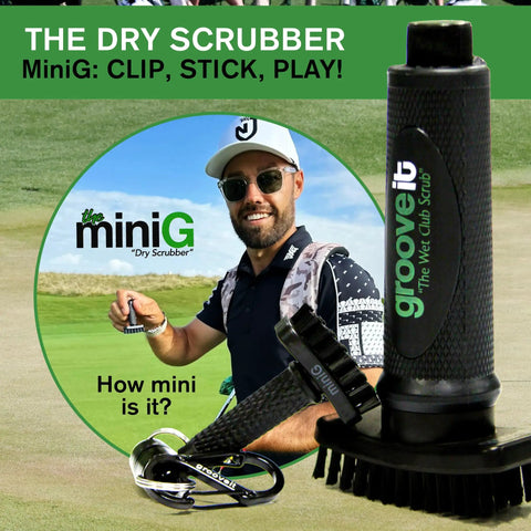 Mini golf brush with detachable magnet and heavy duty nylon bristles for quick clubface and groove cleaning on the go dry scrubber