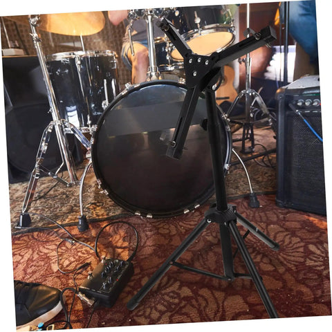 Heavy Duty Snare Drum Rack Built To Rock For Weekend Warriors And Pro Players Looking To Score Some Dope Percussion Gear With Kickass Alloy Stands Designed For Tight Stages And Home Jam Sessions, with adjustable clamp and tripod legs.
