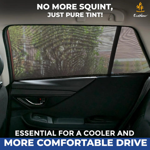 Pack Of 2 Car Window Screens For Camping With Bug Proof Mosquito Net Mesh UV Protection on car window interior view