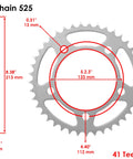 Honda VT750C Shadow Ace Drive Chain And Sprocket Kit rear sprocket 41 teeth with detailed dimensions for 1998 to 2003 models