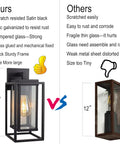 Comparison of 14 Inch Double Cage Outdoor Wall Lights 2 Pack with rust proof metal and clear glass against inferior model.