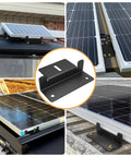 16 Piece Solar Panel Mounting Z Brackets Lightweight Aluminum Mounts For RVs Trailers Boats Vans And Campers The Go-To Roof Or Wall Solar Install For Mobile Power On The Go. Images show black aluminum Z brackets securely mounting solar panels on vehicle roofs.