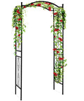 Built Tough 92 Inch Steel Garden Arch Arbor Trellis For Outdoor Yard Garden Climbing Plants With Decorative Wire Lattice Black