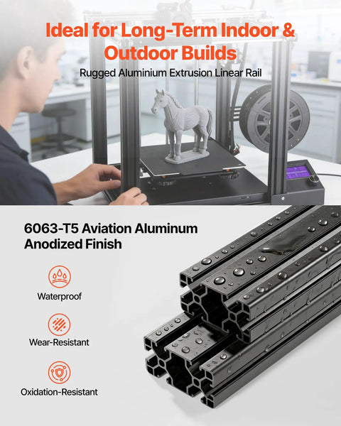 Two Pack 4080 Aluminum Extrusion Profile 19.69 Inch 500 Mm T Slot European Standard Anodized Linear Rail High Strength Extruded Aluminum Rail For 3D Printer Parts And CNC DIY Workbench Black, 3D printer frame