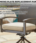 Universal Patio Rocking Chair Spring Plates Replacement 10 Pack Heavy Duty Fiberglass Spring Bushings for Outdoor Swivel Rocker Furniture, close-up of swivel chair part.