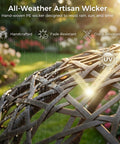 Oversized Hanging Egg Chair With Stand For Indoor Or Outdoor Use, showing close-up of wicker material with UV resistance