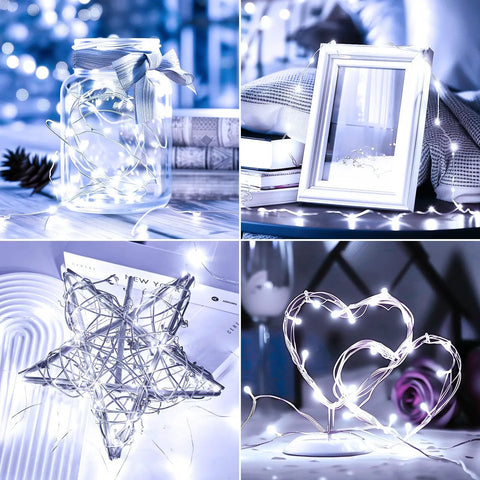 Firefly String Lights With Remote, 66 Feet Of 200 LEDs illuminating jar, frame, star, and heart for decor; IP65 waterproof