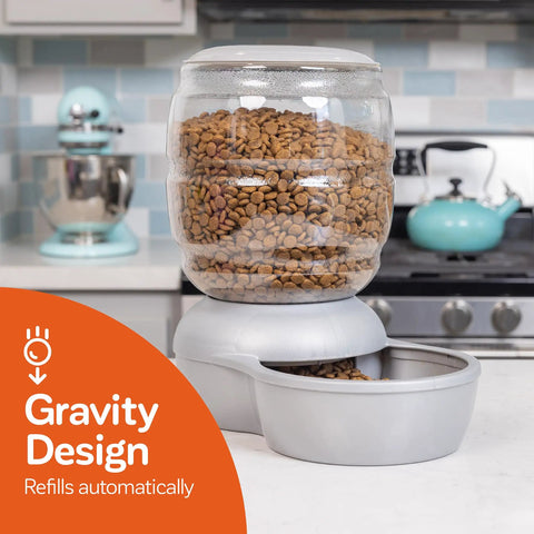 Hassle Free Automatic Cat And Dog Gravity Food Feeder Dispenser With Easy Snap Top Lid Holds Eighteen Pound Kibble In Pearl Peacock Blue