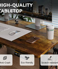 Sleek 48 Inch Electric Height Adjustable Standing Desk With Powerful Motor For Gaming And Office Setup Smooth Ergonomic tabletop with keyboard and mouse.