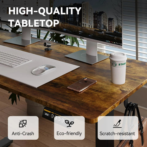 Sleek 48 Inch Electric Height Adjustable Standing Desk With Powerful Motor For Gaming And Office Setup Smooth Ergonomic tabletop with keyboard and mouse.