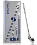Flexible Head Ratchet Set With One Quarter Inch, Three Eighths Inch, And One Half Inch Drives, Ninety Tooth Gear, 180 Degree Flex in packaging
