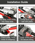 Installation guide for 80 Pack T1 And T2 T Tap Wire Connectors 16 To 20 Gauge Solderless with step-by-step images.