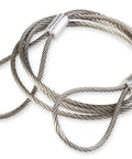 Pro Grade Hood Pin Kit With Lanyards For Quick Hood Release And Deck Access, metal cables from 24-inch lanyards, close-up view.