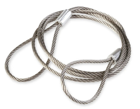 Pro Grade Hood Pin Kit With Lanyards For Quick Hood Release And Deck Access, metal cables from 24-inch lanyards, close-up view.