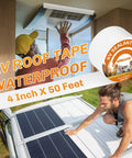 RV Roof Tape Sealant 4 Inch 50 Foot Natural White Heavy Duty Roof Repair Tape For Campers Trailers And Boats Waterproof UV Resistant