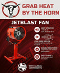 Built Tough Heavy Duty Industrial Floor Pedestal Fan With A 1 25 Hp Motor That Cranks Out Powerful Airflow Up To 120 Feet For Warehouses Gyms And Job Sites Runs Smooth on a red background.