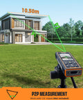 Green Beam Laser Measuring Tool With 393 Feet Outdoor Range, A Real Handy Tool For Quick Readings, Accurate To One Sixteenth Inch, Bright 4x Green Laser, Durable Handheld Tape Measure For Roofs, Decks, Landscaping And Renovations, on tripod