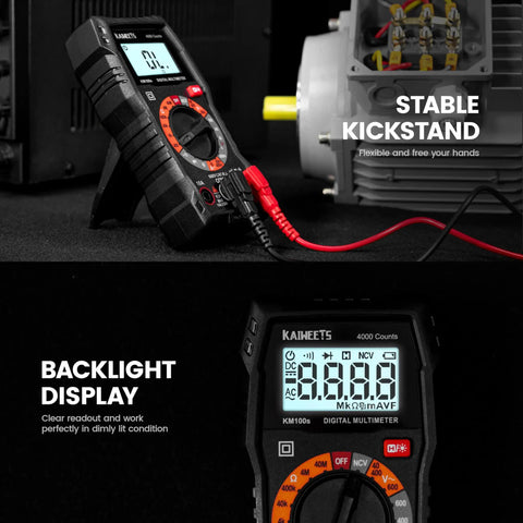 Pro Grade Digital Multimeter 4000 Counts for Home and Auto Use, Voltage Tester With ACDC Readings, Ohms, Continuity, Diode, Capacitance, NCV, Handy Battery Indicator, DIY Electrical Tool with backlight and kickstand