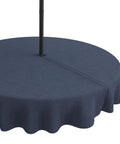 60 Inch Round Outdoor Tablecloth With Umbrella Hole And Zipper Navy Textured Water Repellent Polyester Cover for patio table