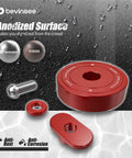 4 Pcs Lifting Jack Pads Pucks For Corvette C5 C6 C7 Z06 ZR1 C8 Built Tough With Heavy Duty Aluminum Lift Point Adapters And Anti Slip Grooves For Safe Lifting And Stable Support Red, featuring close-up of red anodized surfaces and components.