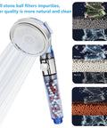 High Pressure Jetting Shower Head With 3 Modes, Modern Chrome Finish, ABS Body, Mineral Stone Beads, Easy Universal Fitting