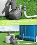 Plunger Valve Replacement 2 Pack For Intex Pool Pumps And Filters installed on above-ground pool with hose connections.