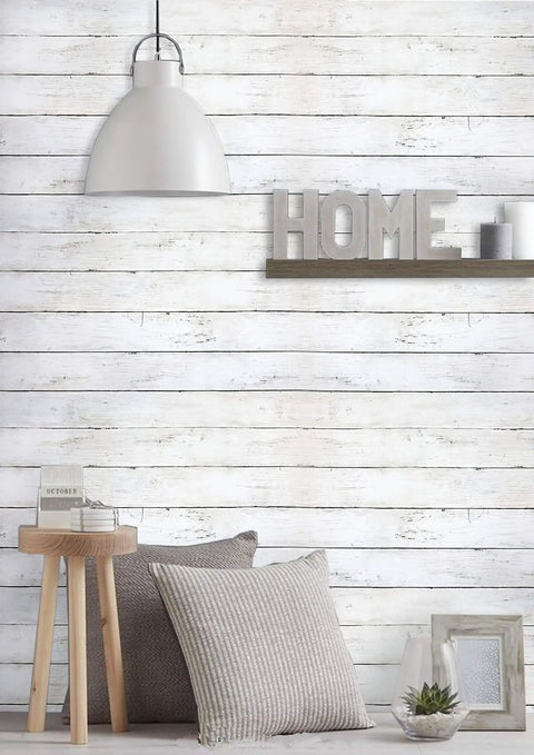 Distressed White Gray Wood Peel And Stick Wallpaper 82 Ft By 17.7 In Removable Self Adhesive Wall Covering For Living Room Hallway Closet RV Kitchen Laundry Decor