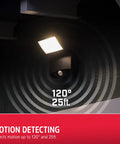 Two Pack Wireless Battery Operated LED Flood Lights With Motion Sensor, spotlight showing 120-degree motion detection