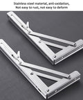 Heavy Duty Folding Shelf Brackets Built Legit Durable With Seamless Stainless Steel Wall Mount Table Support Hardware For Space Savvy DIY Setups And Collapsible Floating Shelves - Close-up view of foldable brackets.