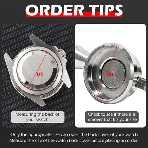 Order tips for All In One Watch Case Opener Tool Kit With Six Grooved Chuck Sizes 18.50Mm 20.20Mm 22.50Mm 26.50Mm For Easy Caseback Removal