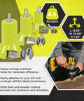 Built Tough 3 Piece Die Cast Aluminum Tenon Cutter Set With 1.5 And 2 Inch Sizes And Matching Forstner Bits shown with drill attachment.