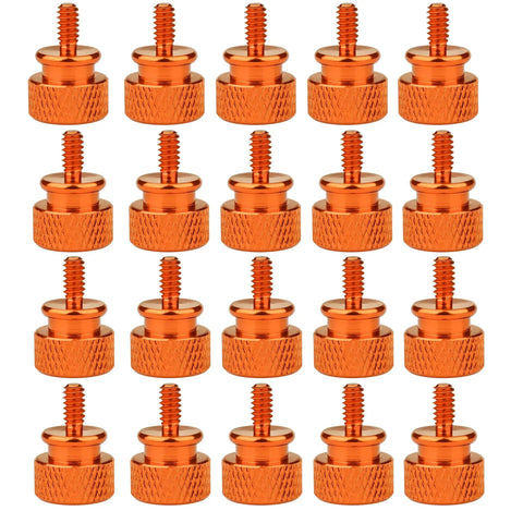 Aluminum Knurled Thumb Screws 20 Pack With Diamond Knurl Head No Tool Needed Hand Tightening M3 M4 6-32 8-32 Threads Durable Orange Bolts