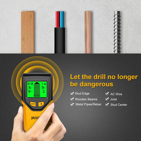 Rock Solid 5 In 1 Stud Finder Wall Scanner With HD LCD Display And Smart Chip Tech For Slick Center And Edge Detection On Wood Metal AC Wire Joist And Pipe Jobs Hassle Free