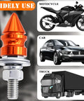 Dope Spike License Plate Screws Kit Four Pack With Decorative Anti Theft Bolts for Cars Motorcycles and Trucks, Orange Spike