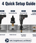 4-step guide for Rivet Nut Tools Kit Including Seven Mandrels And Twenty One Fasteners For Strong Sheet Metal Threads.