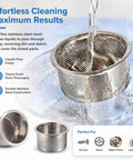 Top Grade Stainless Steel Mesh Watch Parts Cleaner Basket For Ultrasonic Jewelry Care pouring water, cleaning small parts effortlessly.