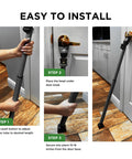 Adjustable Sliding Door Security Bar And Alarm Jammer 2-In-1 Door Knob And Patio Stopper Extends From 25 To 41 Inches Portable Home And Travel Security For Front Patio Sliding Doors And Hotel Rooms, easy installation steps shown.