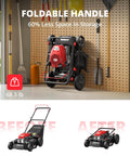 21 Inch Gas Lawn Mower With 144cc 4 Stroke OHV Engine 3 In 1 Push Mower For Yard Work Easy Start System Mulch Bag And Side Discharge, foldable handle