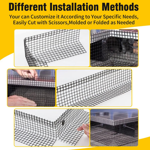 Different installation methods for Hella Durable Solar Panel Bird Netting 8In By 100Ft Galvanized Mesh Black PvC Coated.