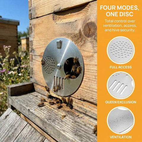 Two Pack Galvanized Iron Bee Hive Entrance Discs For Beekeeping Nuc Box Entrance Reducers 4.92 Inch Diameter on hive box