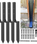 Fence Post Repair Kit Beefed Up Heavy Duty 11 Gauge Steel Anchor Bracket For 4x4 And 6x6 Wood Posts Reinforcement Pack Of Four