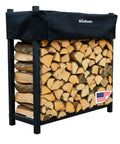 Heavy Duty Firewood Rack For Indoor Outdoor Use, 3-Foot Tall Steel Log Storage Stand With Weather Cover, Holds Up To 1/8 Cord Of 24-Inch Logs