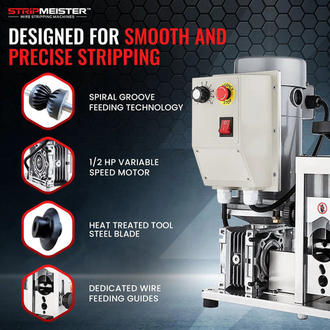 Heavy Duty Automatic Wire Stripping Machine For Copper And Aluminum Cables Up To 1.75 Inches, control panel, motor, blade details