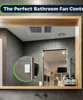 Bathroom with PIR Motion Sensor Light Switch With Smart Auto On Off, Occupancy And Vacancy Detection, installed on gray tile wall.