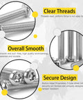 Close-up of Top Shelf M6 Button Head Torx Security Screws Crafted From Badass Stainless Steel featuring clear threads and tamper-proof design.