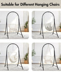 Heavy Duty Hammock Chair Swing Stand Only With Adjustable Height For Indoor Or Outdoor Use Sturdy As Heck Safety Hooks Supports Up To 400 Lbs Plus Size Version Black