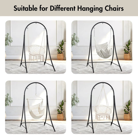 Heavy Duty Hammock Chair Swing Stand Only With Adjustable Height For Indoor Or Outdoor Use Sturdy As Heck Safety Hooks Supports Up To 400 Lbs Plus Size Version Black