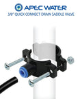 Drain Saddle Valve 3/8 Inch for Under Sink Reverse Osmosis Systems Leak Free RO Waste Water Connection Quick Connect Fitting NSF
