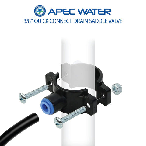 Drain Saddle Valve 3/8 Inch for Under Sink Reverse Osmosis Systems Leak Free RO Waste Water Connection Quick Connect Fitting NSF