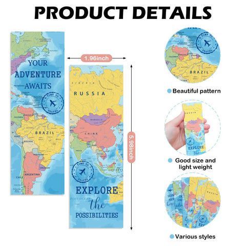 World Map Bookmarks Bulk Set 200 Pcs For Reading Goals And Classroom Decor Travel Theme Bookmarks For Teachers And Students